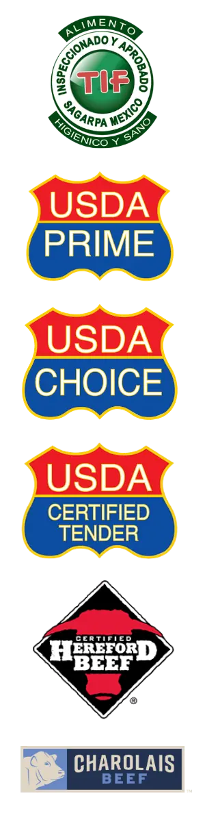 Logos que certifican la calidad de la carne de Monterrey de Regio Beef en el sur de la CDMX.