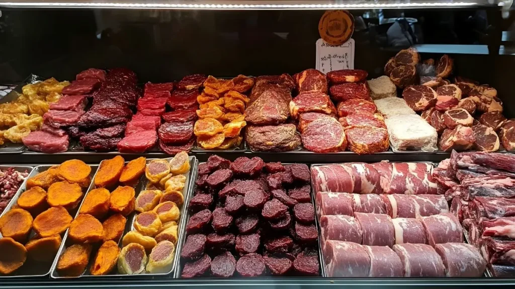 Vitrina de boutique de carne Regio Beef con cortes americanos premium y marmoleo de calidad